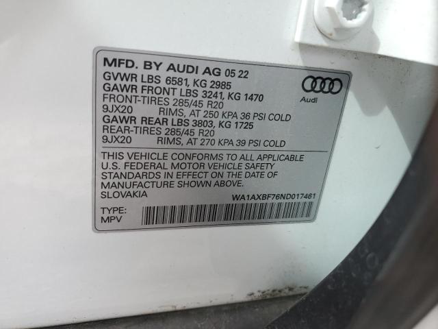 WA1AXBF76ND017461 2022 AUDI Q7, photo no. 14