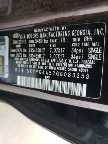 5XYPG4A52GG083253 KIA SORENTO LX
