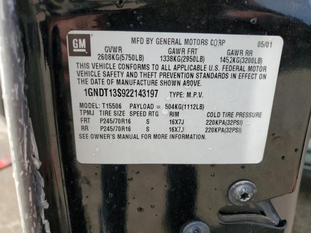 2002 Chevrolet Trailblazer VIN: 1GNDT13S922143197 Lot: 65061143