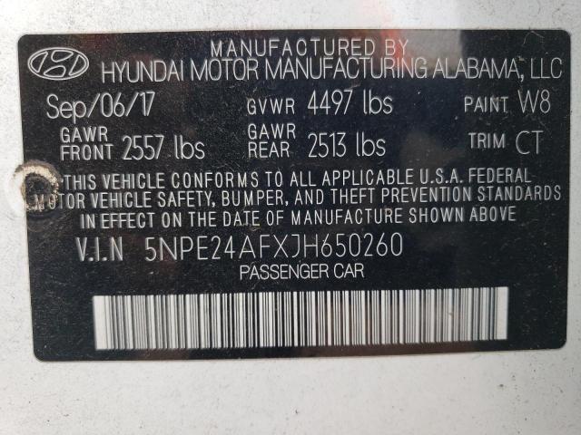 5NPE24AFXJH650260 Hyundai SONATA SE