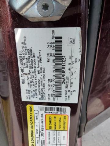 3FA6P0LU5JR153257 Ford Fusion Se Hybrid