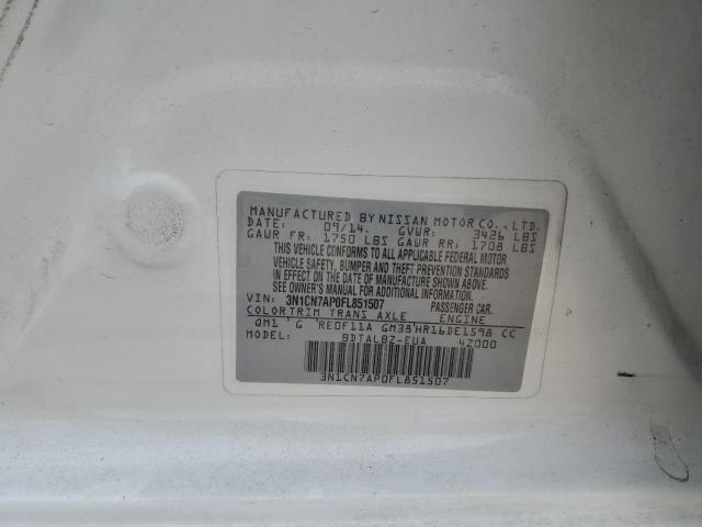 2015 Nissan Versa S VIN: 3N1CN7AP0FL851507 Lot: 64656783