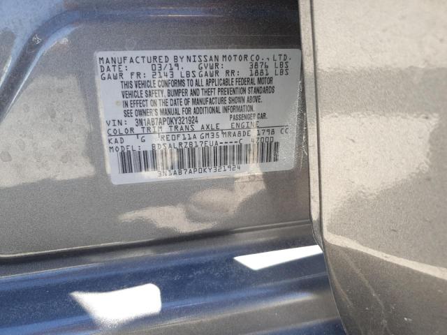 3N1AB7AP0KY321924 Nissan Sentra S 10