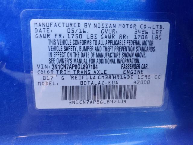 3N1CN7AP8GL897104 Nissan VERSA S