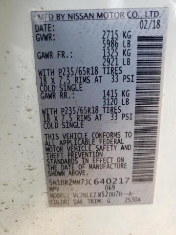 5N1DR2MM7JC640217 Nissan Pathfinder S