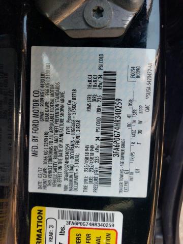 3FA6P0G74HR340259 Ford FUSION S