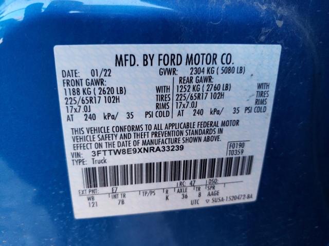 3FTTW8E9XNRA33239 Ford Maverick Xl