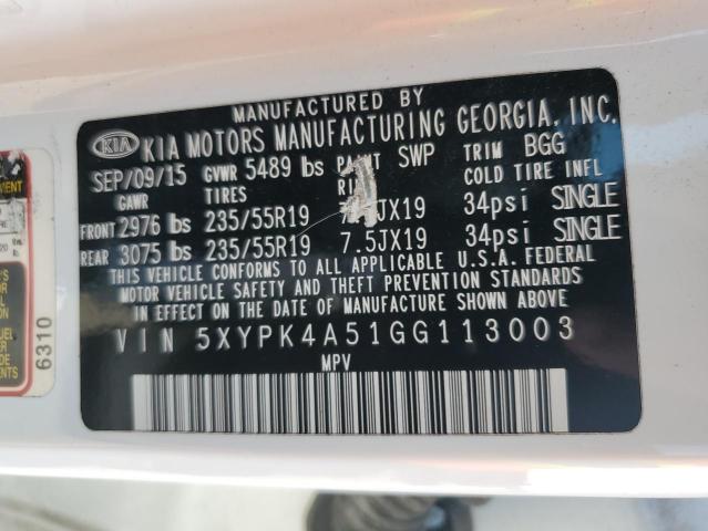 5XYPK4A51GG113003 KIA SORENTO SX