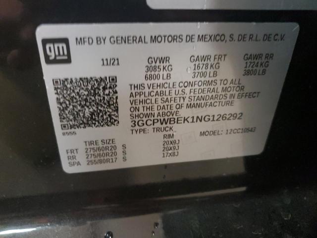 2022 CHEVROLET SILV1500 2 3GCPWBEK1NG126292