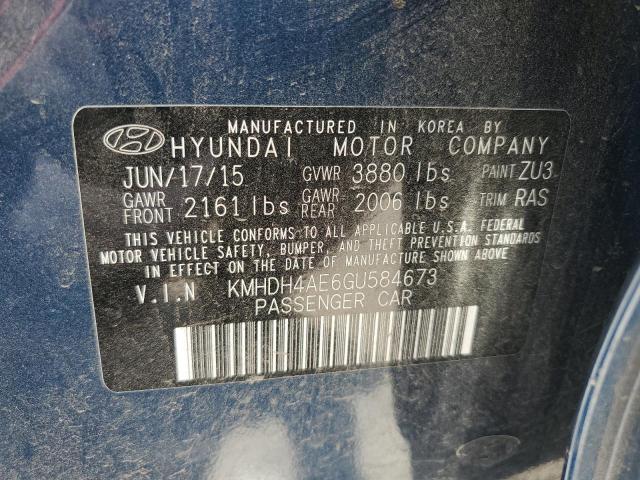 KMHDH4AE6GU584673 Hyundai ELANTRA SE