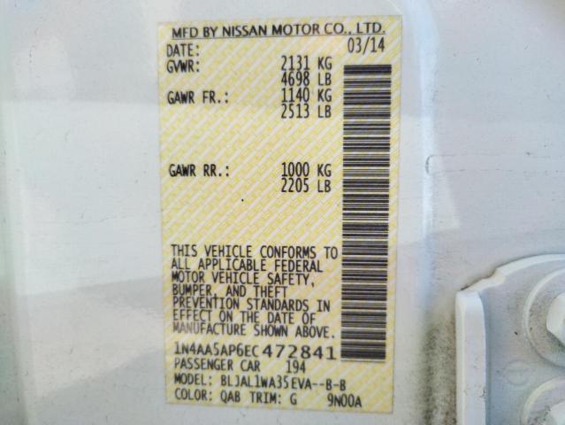 1N4AA5AP6EC472841 Nissan MAXIMA S