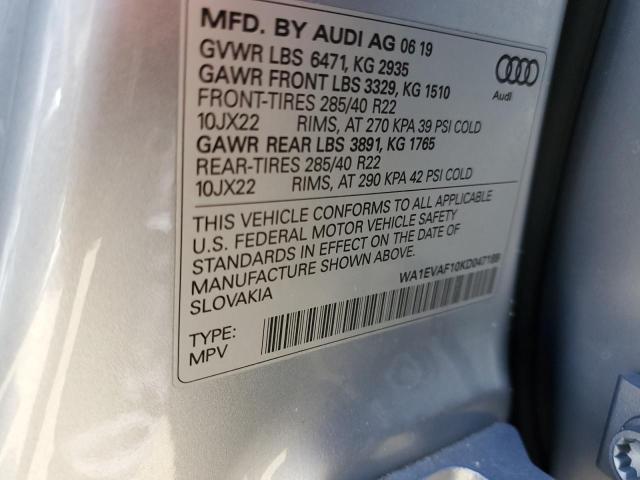 2019 AUDI Q8 PREMIUM - WA1EVAF10KD047189
