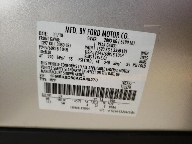 1FM5K8D88KGA48270 Ford EXPLORER XLT