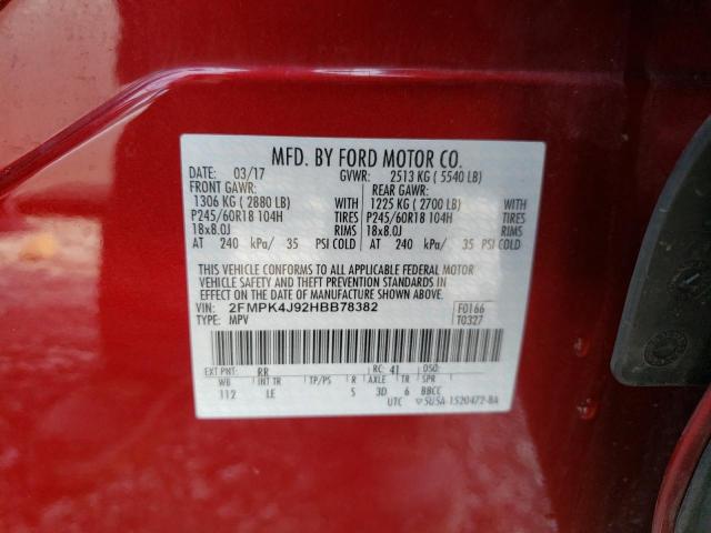 2FMPK4J92HBB78382 Ford EDGE SEL