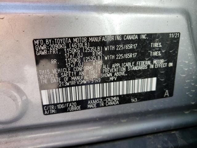 2021 Toyota Rav4 Xle VIN: 2T3W1RFV5MW179149 Lot: 65440103