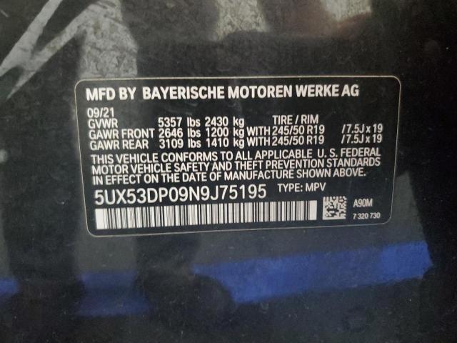 5UX53DP09N9J75195 BMW X3 XDRIVE3 10