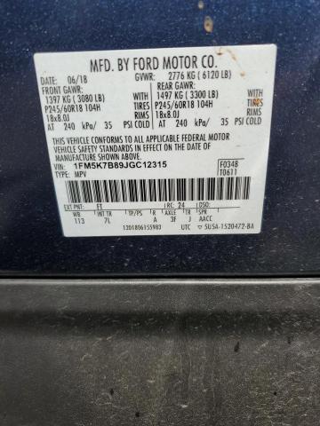 1FM5K7B89JGC12315 Ford EXPLORER