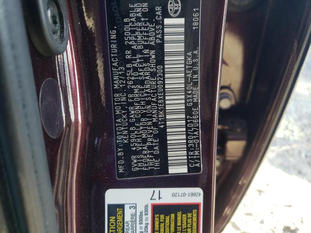 4T1BK1EBXEU092300 Toyota Avalon Base