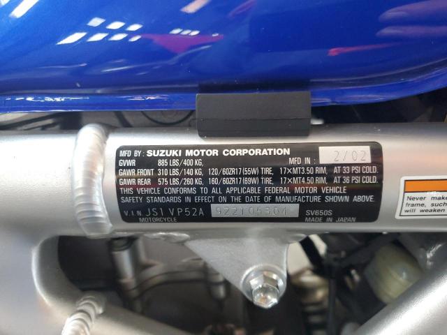 2002 SUZUKI SV650 S JS1VP52A922105304