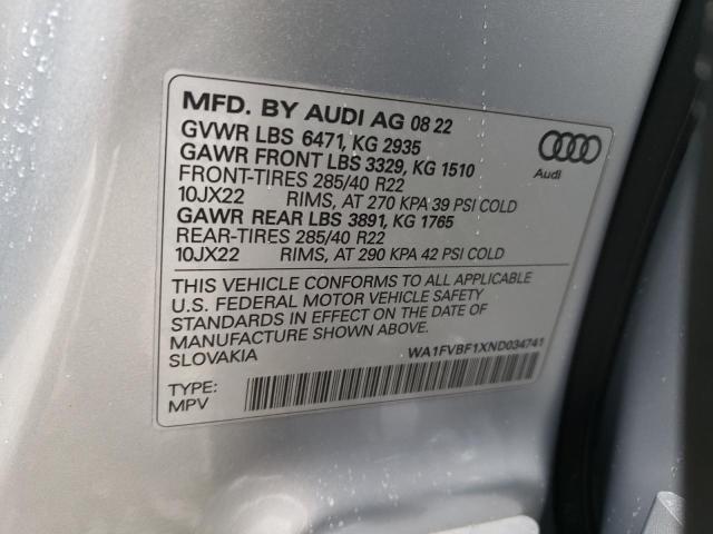2022 AUDI Q8 PRESTIG WA1FVBF1XND034741