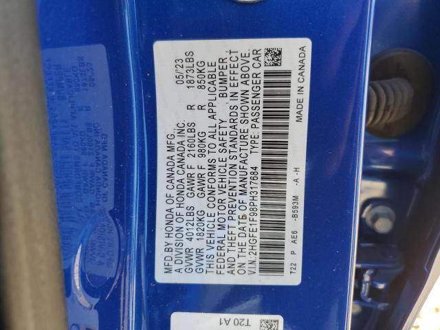 2HGFE1F98PH317684 Honda Civic Touring