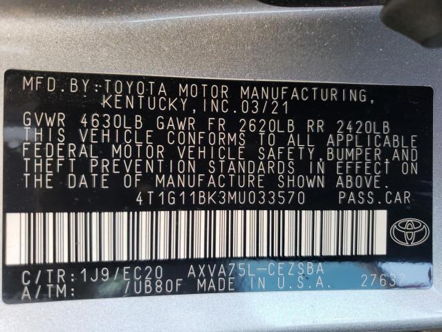 4T1G11BK3MU033570 Toyota Camry SE 12