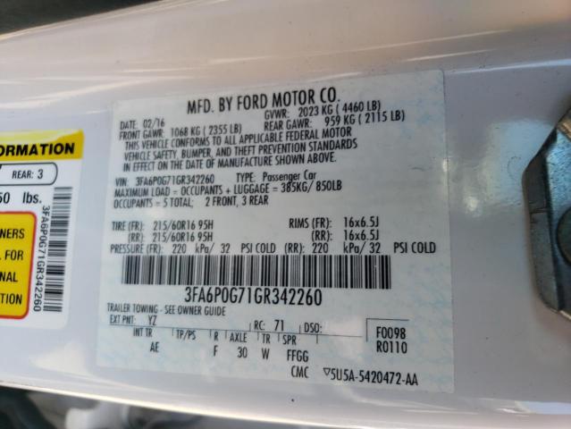 3FA6P0G71GR342260 Ford FUSION S