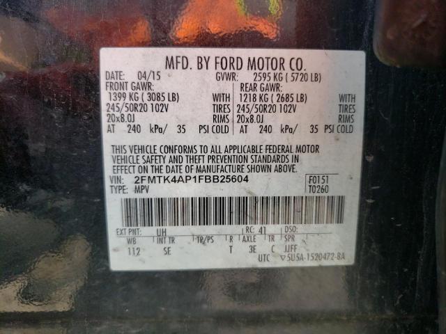 2FMTK4AP1FBB25604 2015 FORD EDGE, photo no. 13