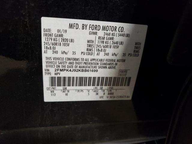 2FMPK4J92KBB61699 Ford EDGE SEL