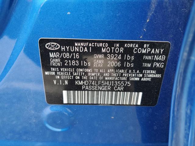 KMHD74LF5HU135575 Hyundai ELANTRA SE