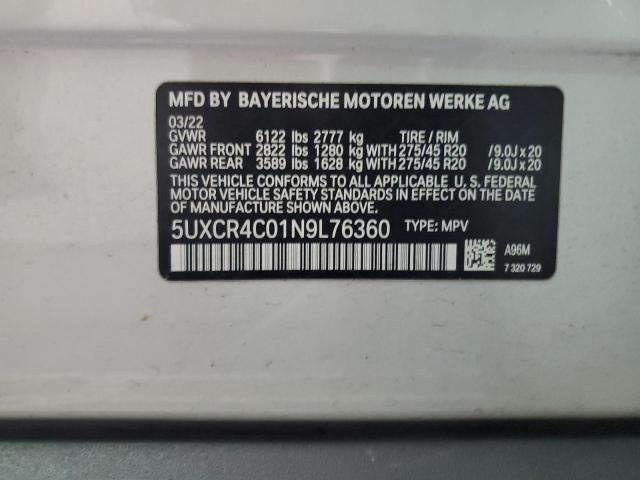 5UXCR4C01N9L76360 BMW X5 SDRIVE 10