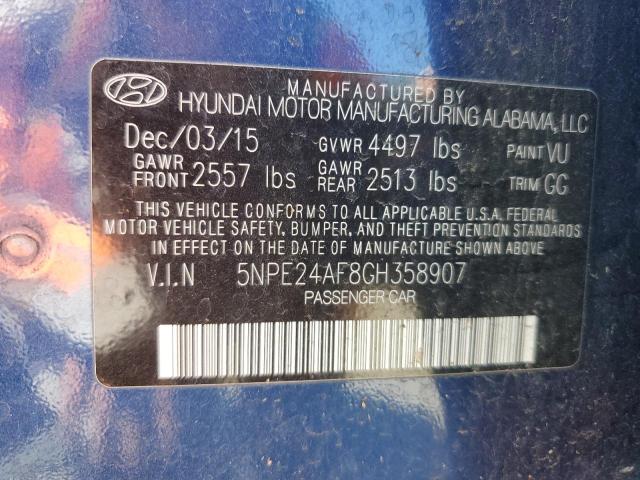 5NPE24AF8GH358907 Hyundai SONATA SE