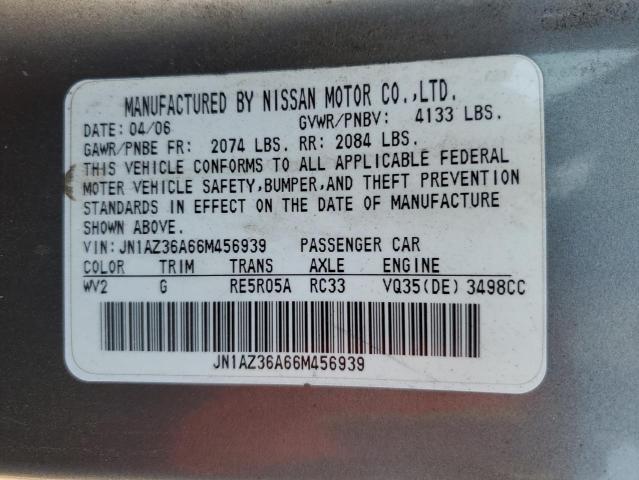 2006 Nissan 350Z Roadster VIN: JN1AZ36A66M456939 Lot: 81355463