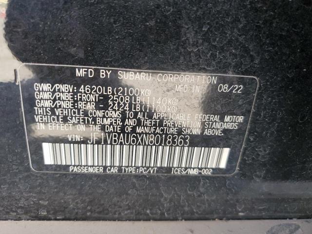 2022 SUBARU WRX GT JF1VBAU6XN8018363