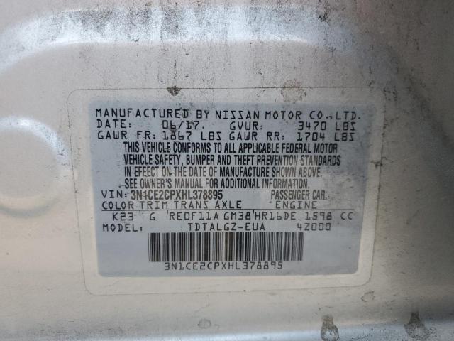 3N1CE2CPXHL378895 Nissan Versa Note S
