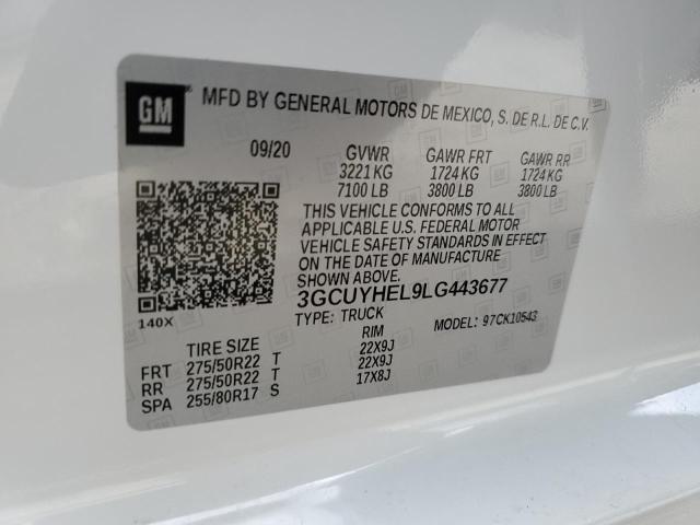 2020 CHEVROLET SILVERADO - 3GCUYHEL9LG443677