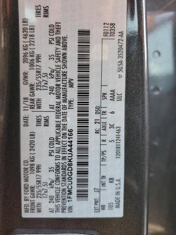 1FMCU0GD8KUA44166 2019 FORD ESCAPE, photo no. 13