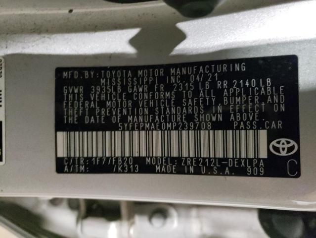 5YFEPMAE0MP239708 Toyota COROLLA LE