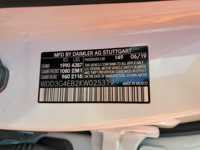 WDD3G4EB2KW025319 Mercedes-Benz A 220