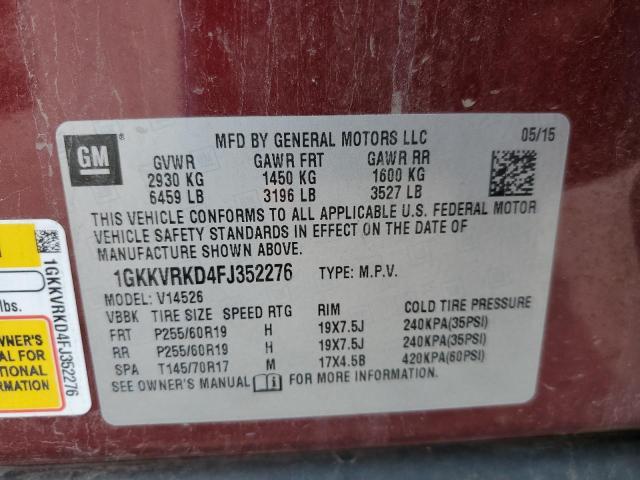 1GKKVRKD4FJ352276 GMC Acadia Slt-1