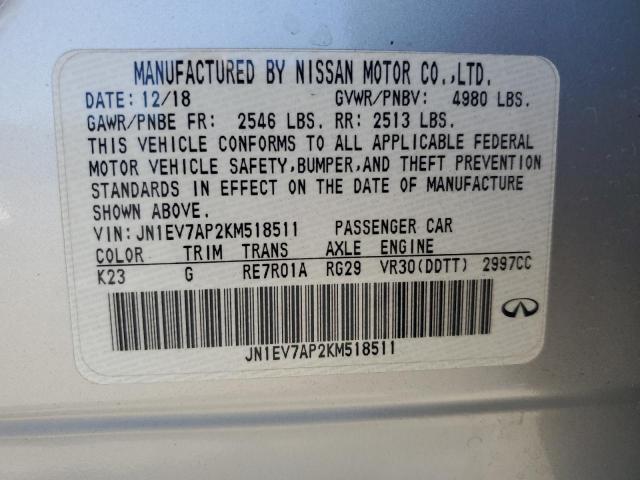 JN1EV7AP2KM518511 Infiniti Q50 LUXE