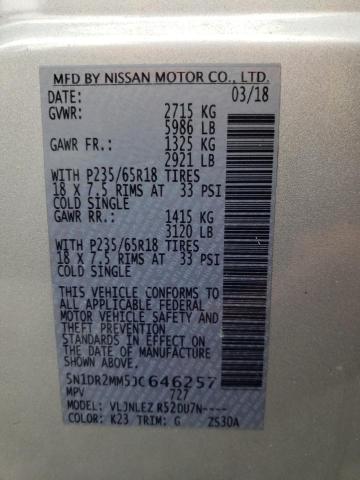 5N1DR2MM5JC646257 Nissan Pathfinder S