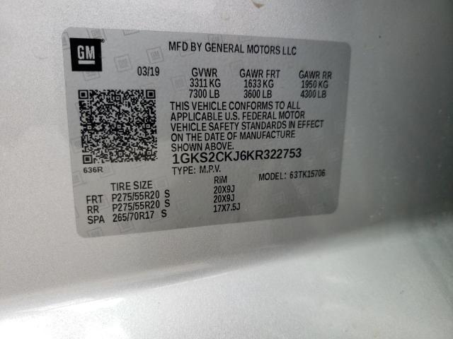 1GKS2CKJ6KR322753 GMC YUKON DENALI