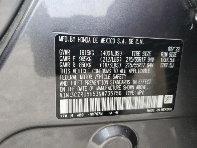 3CZRU5H53NM735756 | 2022 HONDA HR-V EX