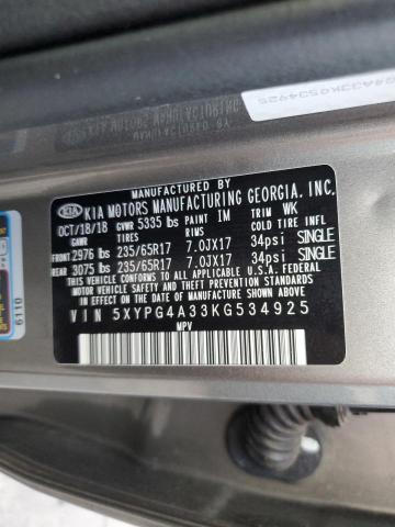 5XYPG4A33KG534925 KIA SORENTO L