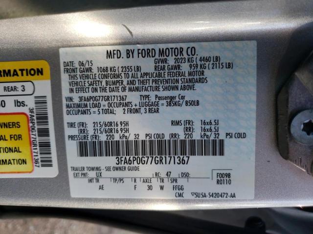3FA6P0G77GR171367 Ford FUSION S