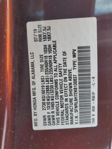 5FNRL6H72KB130837 Honda ODYSSEY EXL