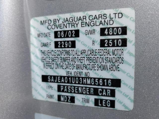 2003 Jaguar S-Type VIN: SAJEA01U03HM65616 Lot: 75271663