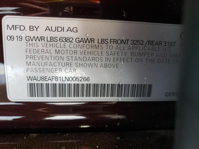 2020 AUDI A8 L WAU8EAF81LN005266