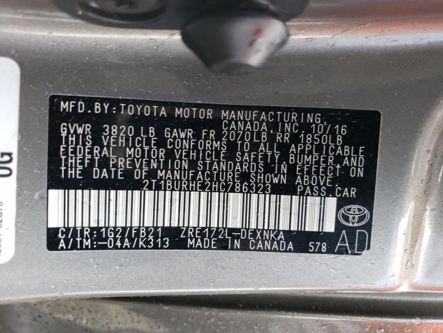 2T1BURHE2HC786323 Toyota COROLLA L